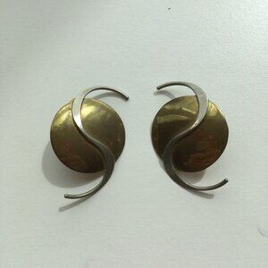 Vintage 80s Gold and Silver Pierced Earrings